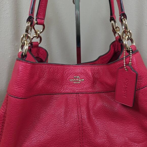 Coach Lexy Pebbled Leather Shoulder Bag - Matching Wallet + Checkbook Cover Incl - Picture 4 of 16